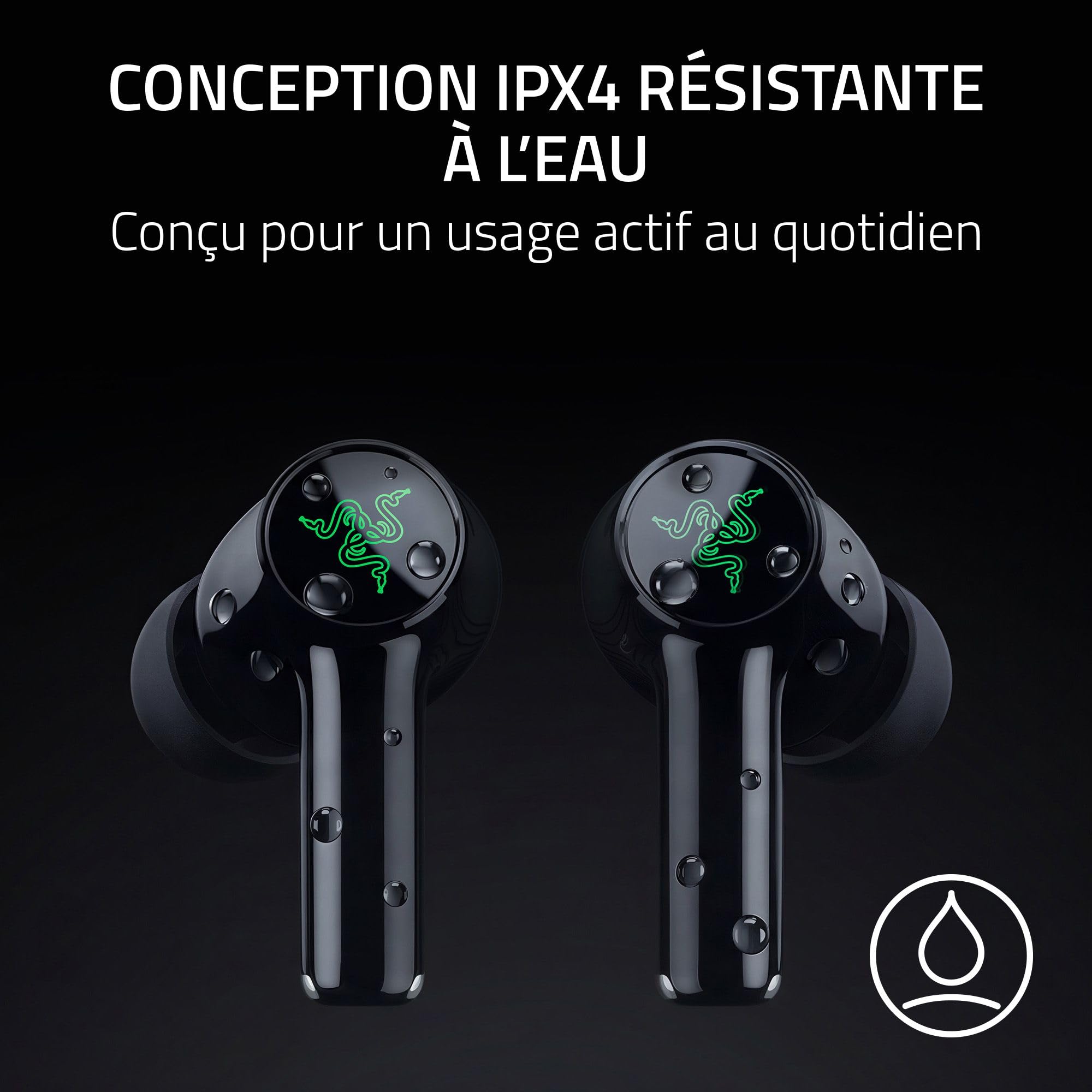 Razer Hammerhead V3 X HyperSpeed - Écouteurs Gaming sans Fil multiplateforme - HyperSpeed Wireless & Bluetooth - 40 Heures d'autonomie - Résistants à l'eau IPX4 - THX Spatial Audio | Noir