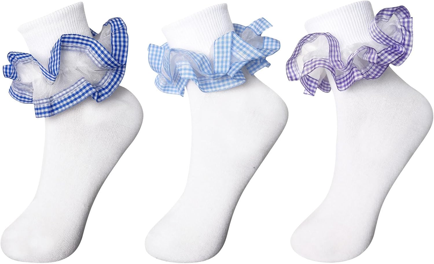 Women's Big Ruffle Ankle Socks,Adult Lace Frilly Turn Socks Cuff Cotton Ruffled Dress Crew Cute Bobby Sock