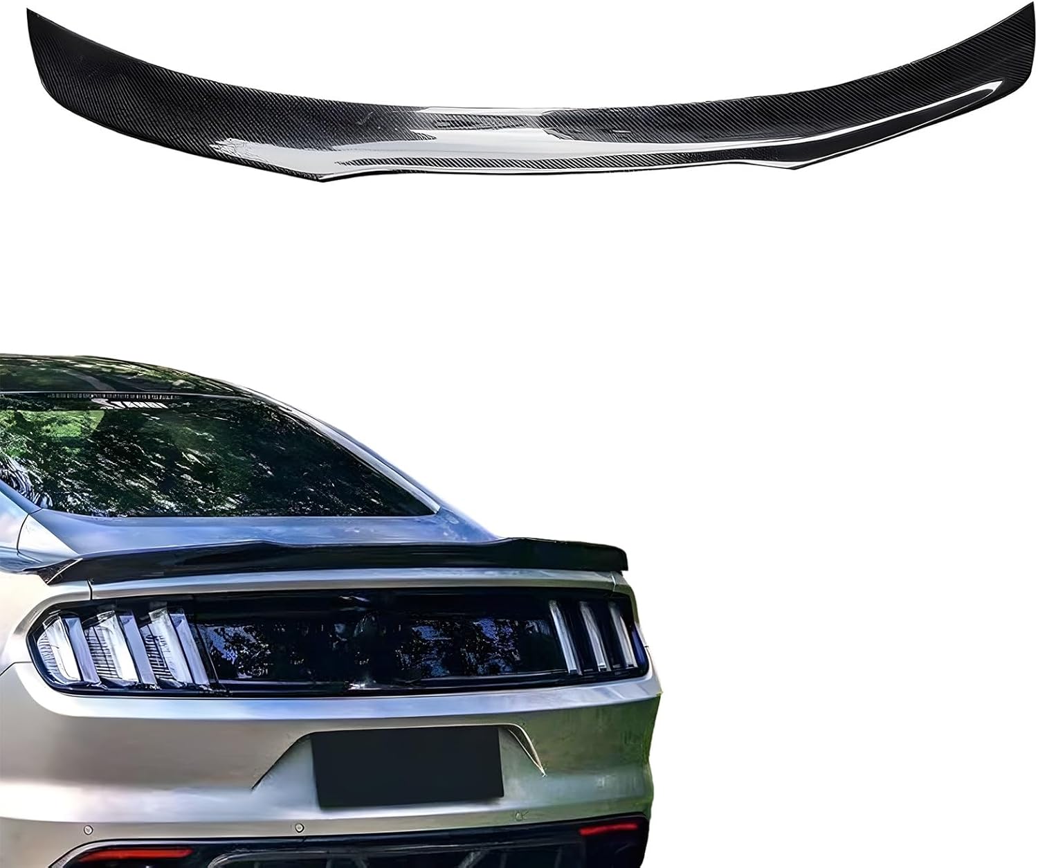 Carbon Fiber Rear Spoiler Wing Compatible with Mustang 2015-2017 Rear Trunk Lip Spoiler Wing Vehicle Body Styling Kit