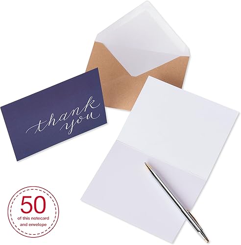 Miniatura 3 de American Greetings - Tarjetas de agradecimiento con sobres, multicolor Chevron (50 unidades). Diseño blanco y negro, Marrón Estilo Kraft, Texto