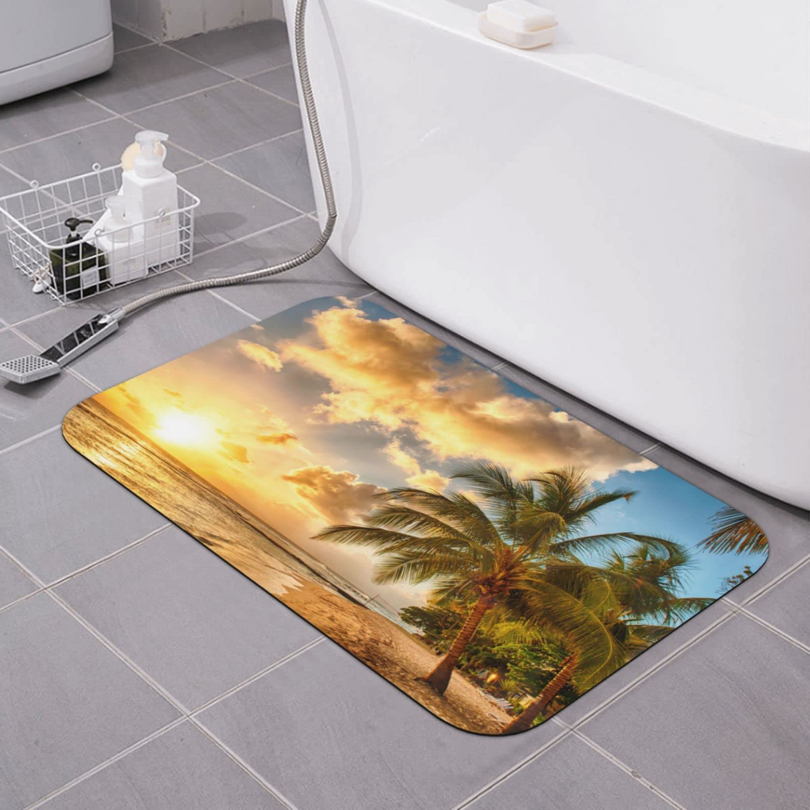 Tapis de bain dos caoutchouc antidérapant lavable 39,9x60,9 cm