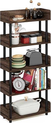 Miniatura 4 de Furinno Turn-N-Tube - Estantería expositora multiusos, de 5 niveles, se monta sin herramientas, color nogal