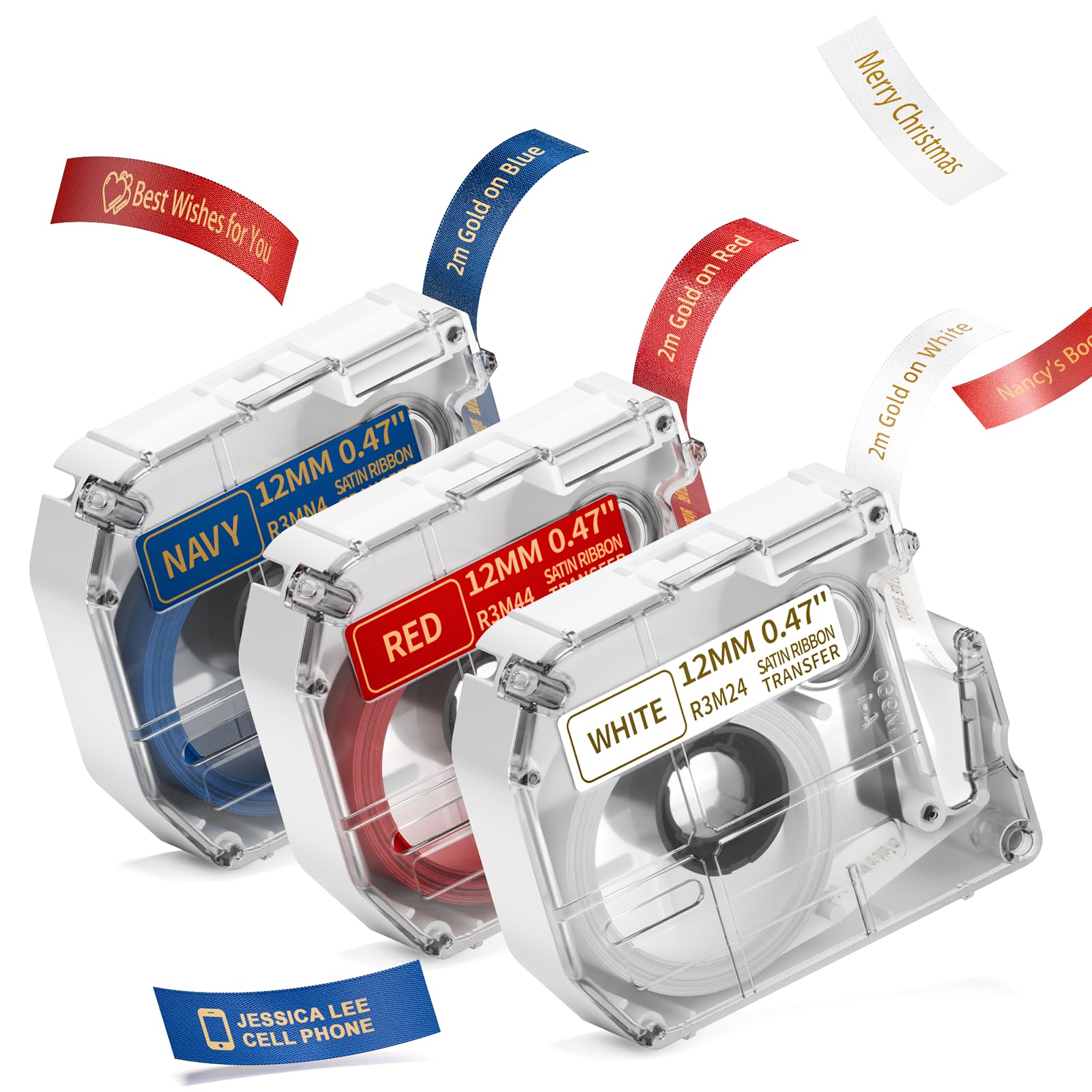 M960 Label Tape -Red/White/Blue Letters, 12mmx2m,Thermal Transfer Durable Labels, Water and Oil Resistant, Compatible Label Maker Tapes with Brother P Touch PT-M95 PT-110 PT-100 PT-85 PT-70 PT-65
