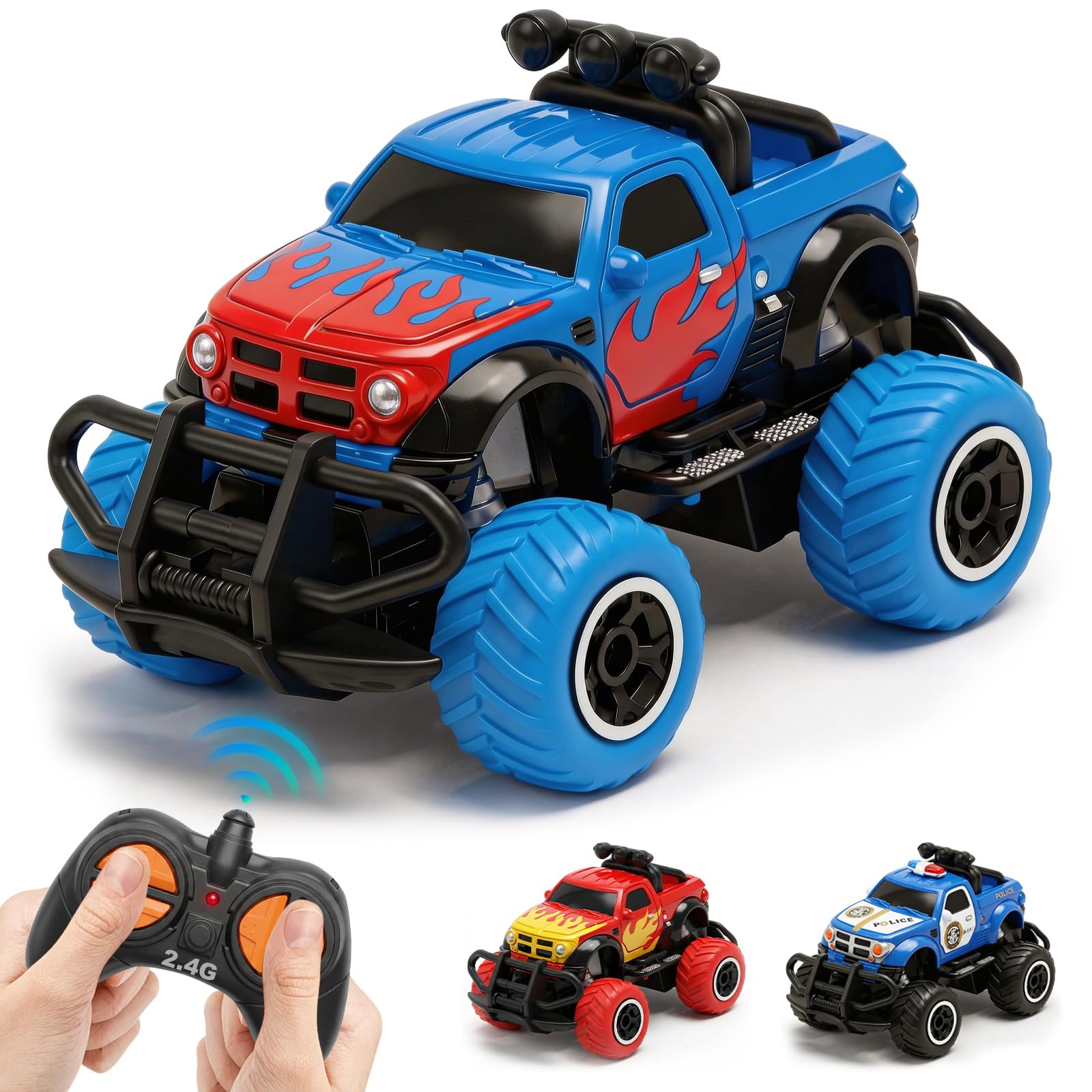 Pup Go Mini Monster Truck Auto RC per Bambini 3-8 Anni, Regalo per Ragazzo | Macchina Telecomandata Veloci Fuoristrada, Macchinina Radiocomandata Elettriche, Giocattolo Regalo Compleanno per Bambino Blu