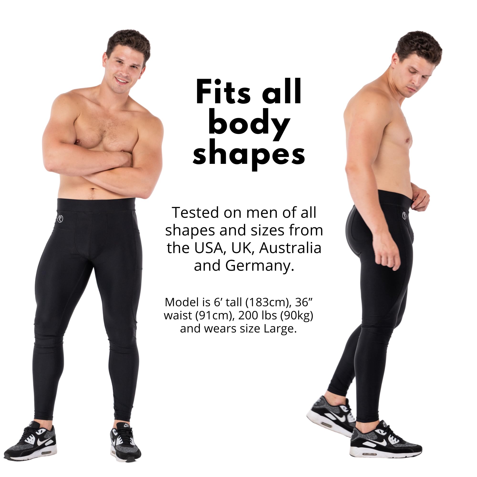 Kapow Meggings Herren Performance Leggings mit abnehmbarem Frontpolster - Sportliche Kompressionsleggings mit Taschen, ideal für Laufen, Fitness und Training
