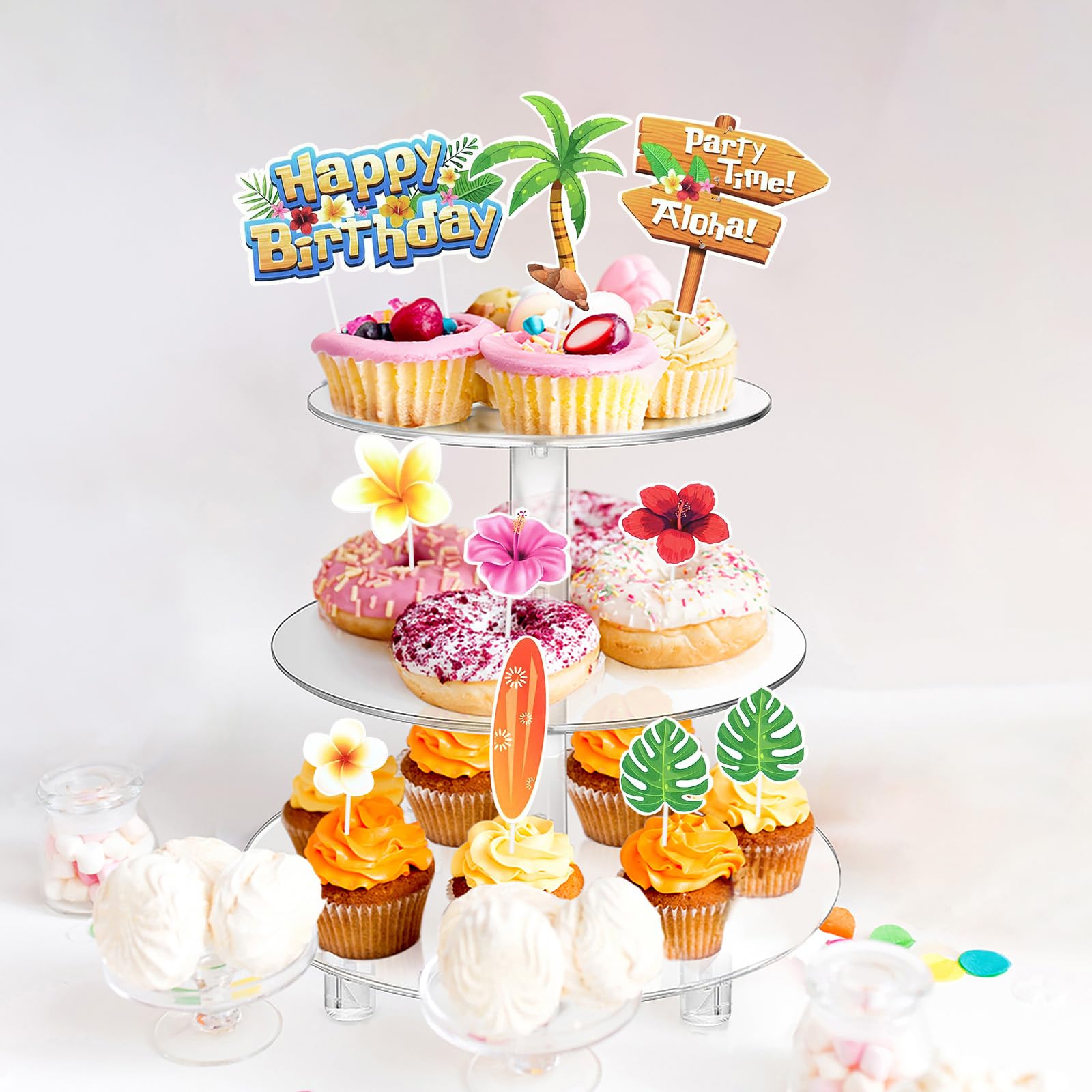 Flamingo Cake Decoration foglie di palma Cake Topper Gold Pink Balls Cake Decor Rose Cake Topper Flamingo Tropical Party Supplies  15