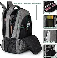 Vista 5 de MATEIN - Mochila de viaje para laptop, mochila empresarial antirrobo, delgada, resistente, puerto de carga USB, impermeable, para universidad o Gris