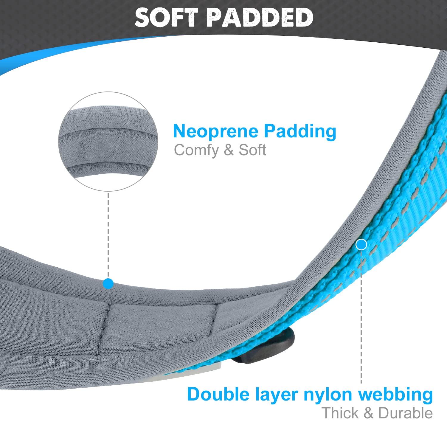 Joytale Reflective Dog Collar Small Dog, Sky Blue, Small (30cm-40cm) - Image 2