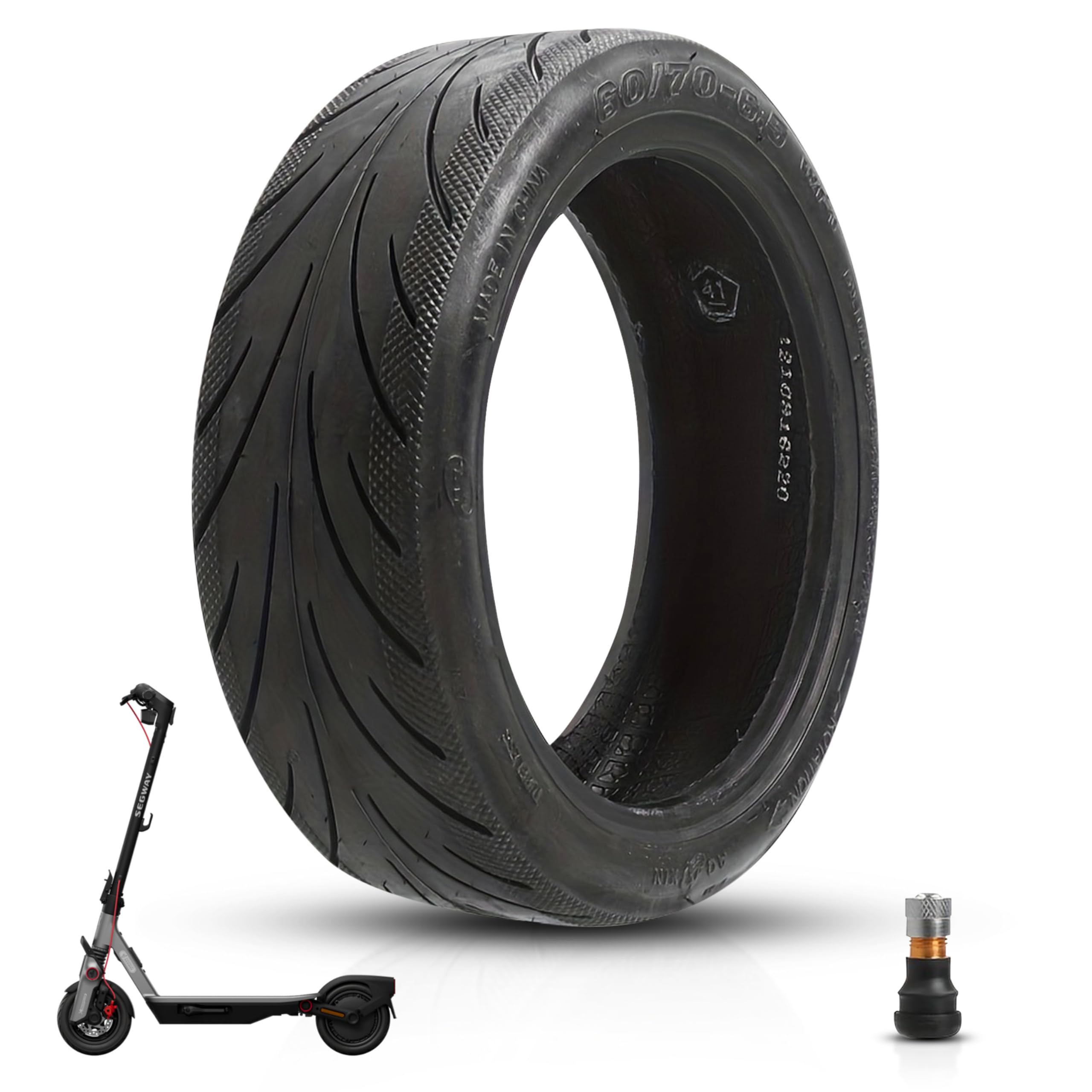 Rueda Tubeless 60/70-6.5 Neumático 10 Pulgadas 10x2.50-6.5 para Segway Ninebot E3 E, Max G30/G30D, Xiaomi 5/5 Pro/5 Max, Smartgyro K2