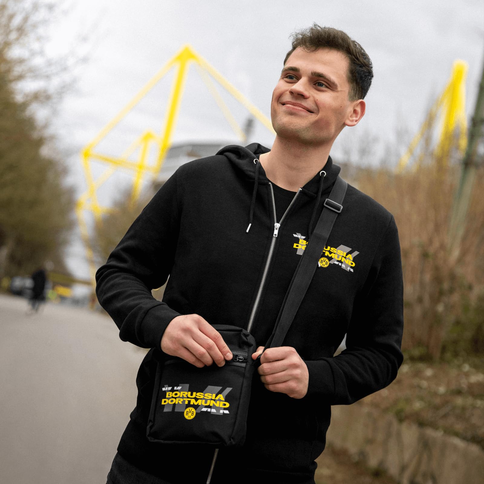 Borussia Dortmund Unisex Umhängetasche, Schwarz