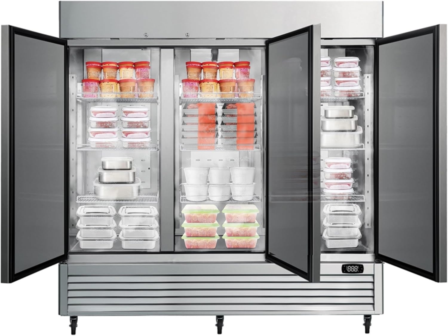Kenmore 72 Cu.ft Commercial Freezer – Upright Convertible Refrigerator, Frost Free, Congelador For Restaurant, Industrial Use, Cafe, Shop, Buffet Station, Reach-In Full-Size, Stainless Steel