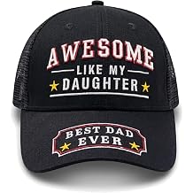 Awesome Like My Daughter Best Dad Ever Hat,Gifts for Dad's,Black | Favorite Daughter Humor Premium Embroidery Work Comfortable Mesh Back Birthday Ready Gift Outdoor Daily Wear