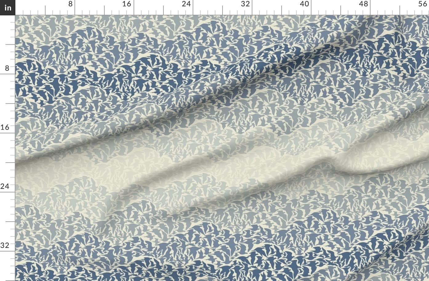 Spoonflower Fabric - Tale Pigeon Extinct Animal Endangered Bird Cloud Wave Flight Printed on Organic Cotton Sateen Fabric by The Yard - Sewing Quilting Apparel Home Decor
