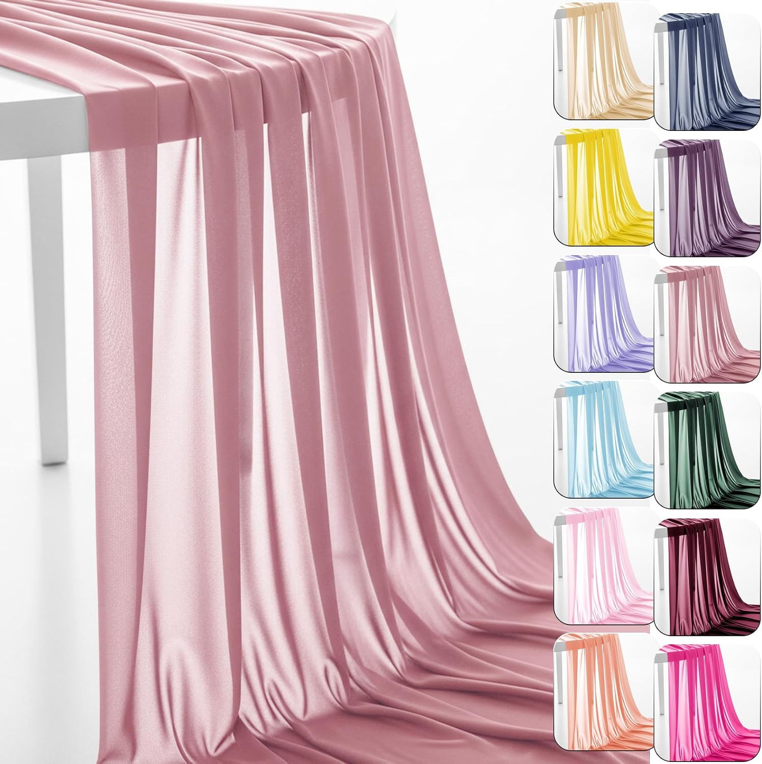 60" Chiffon Fabric by The Yard Pre-Cut Sheer Fabric for Wedding Arch Draping Fabric Window Scarf Valance Party Backdrop Decoration Ceiling Decor (Ivory, 5 Yards)