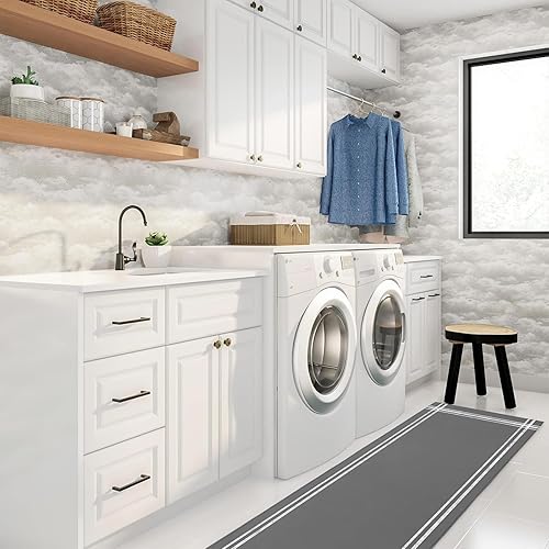 DoremiHome Anti Fatigue Kitchen Rug 1 Piece Solid Color, Waterproof Non Slip Kitchen Floor Mat 19.7x63in, Easy to Clean Comfort Mat Home Decoration,