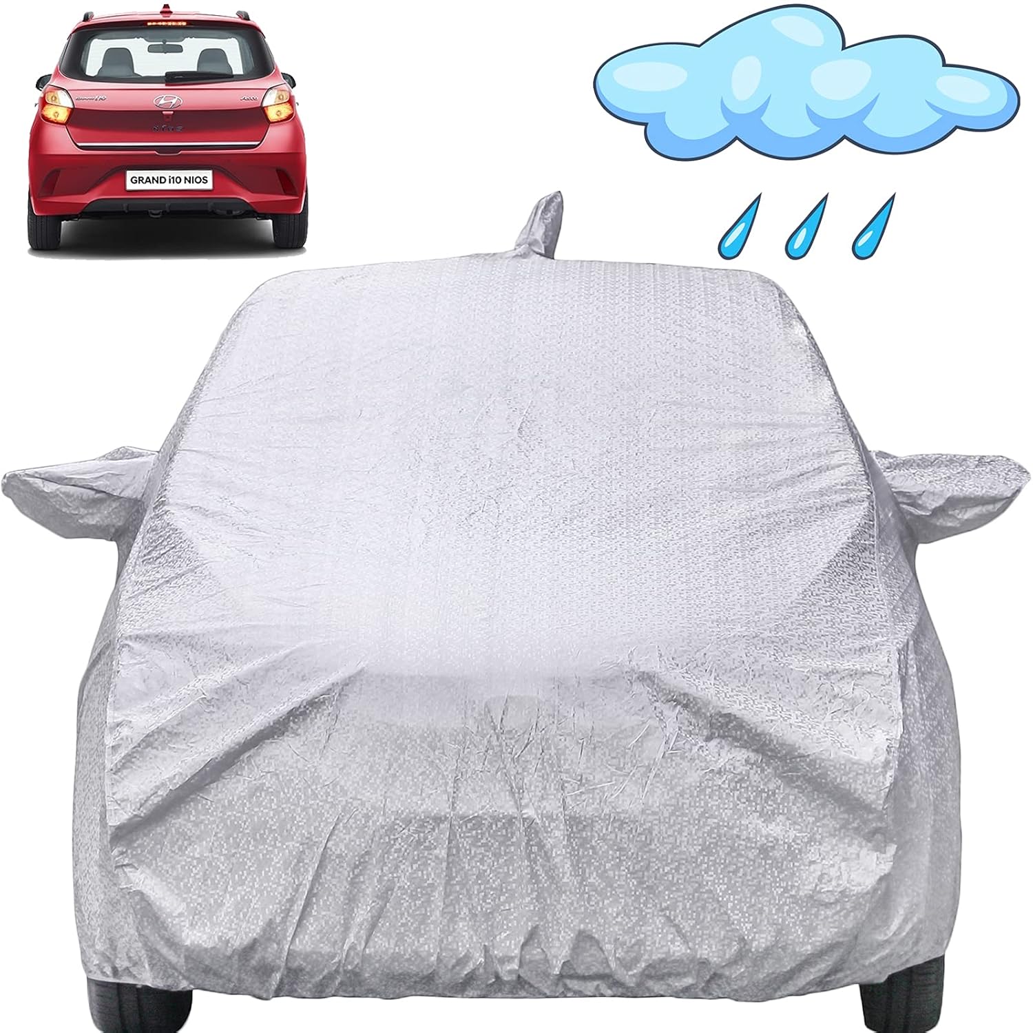 Autofact Waterproof Car Body Cover Compatible with Hyundai Grand I10 Nios (2019 to 2021) with