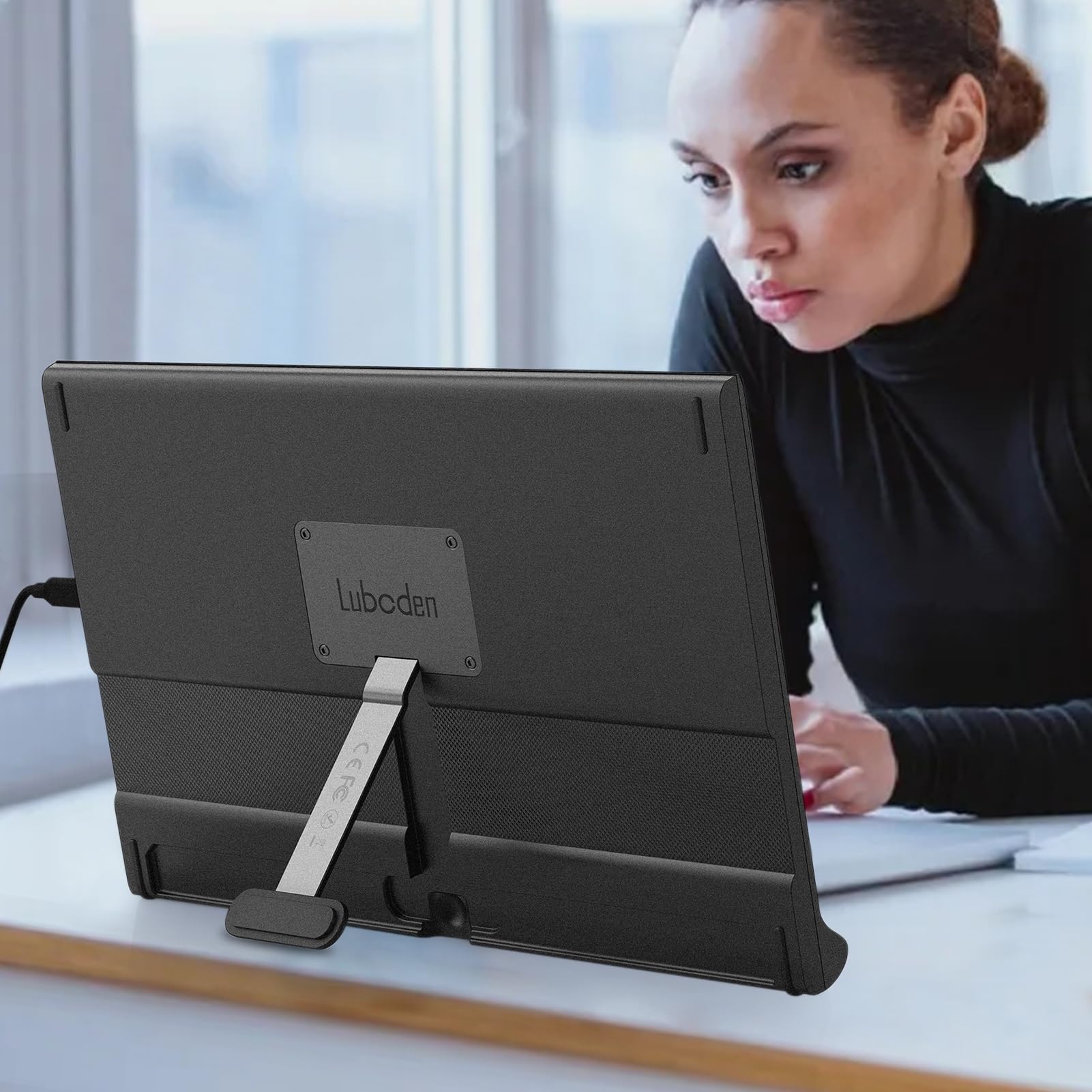 Bodhi2000 Monitor portatile, 15,6", FHD 1080P IPS, monitor portatile per computer portatile, monitor esterno da gioco con supporto, per uso quotidiano, ufficio, computer, intrattenimento, espansione,