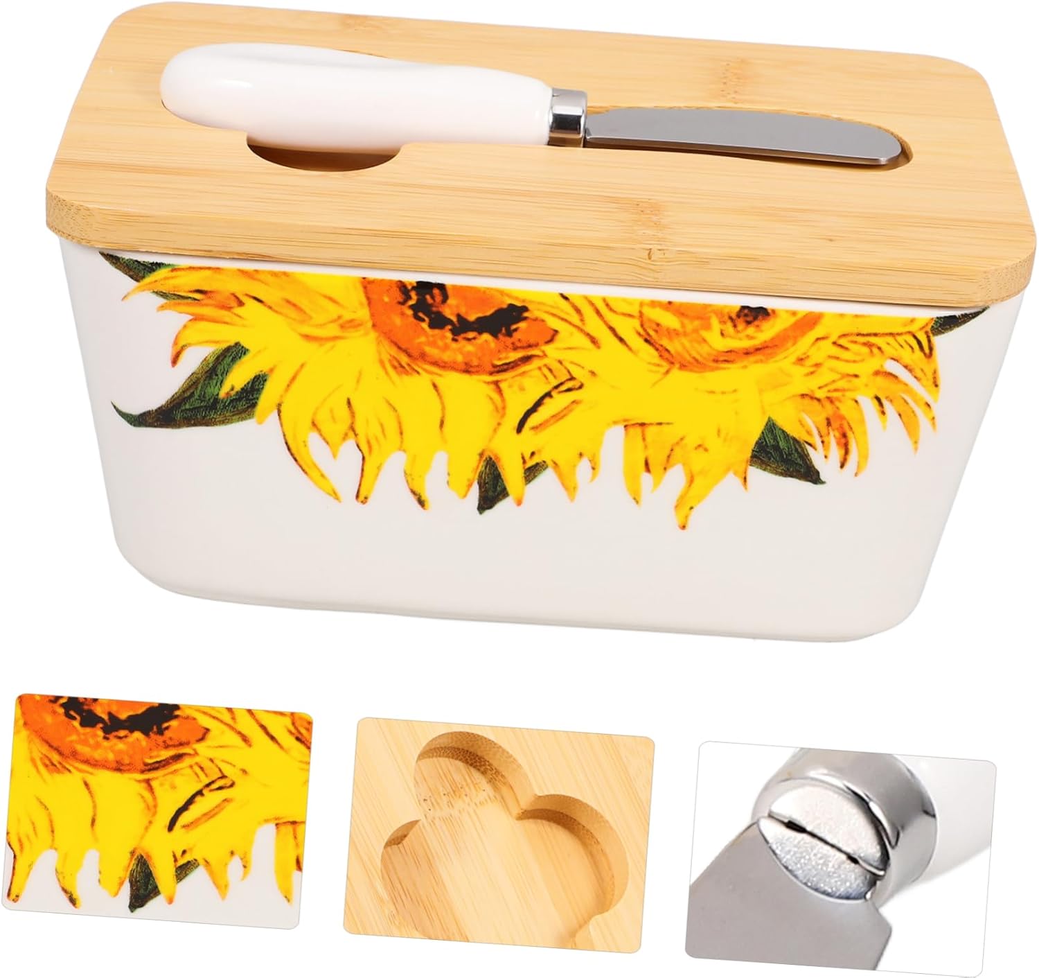 Ceramic Butter Dish with Lid and Spatula Butter Storage Box for Refrigerator