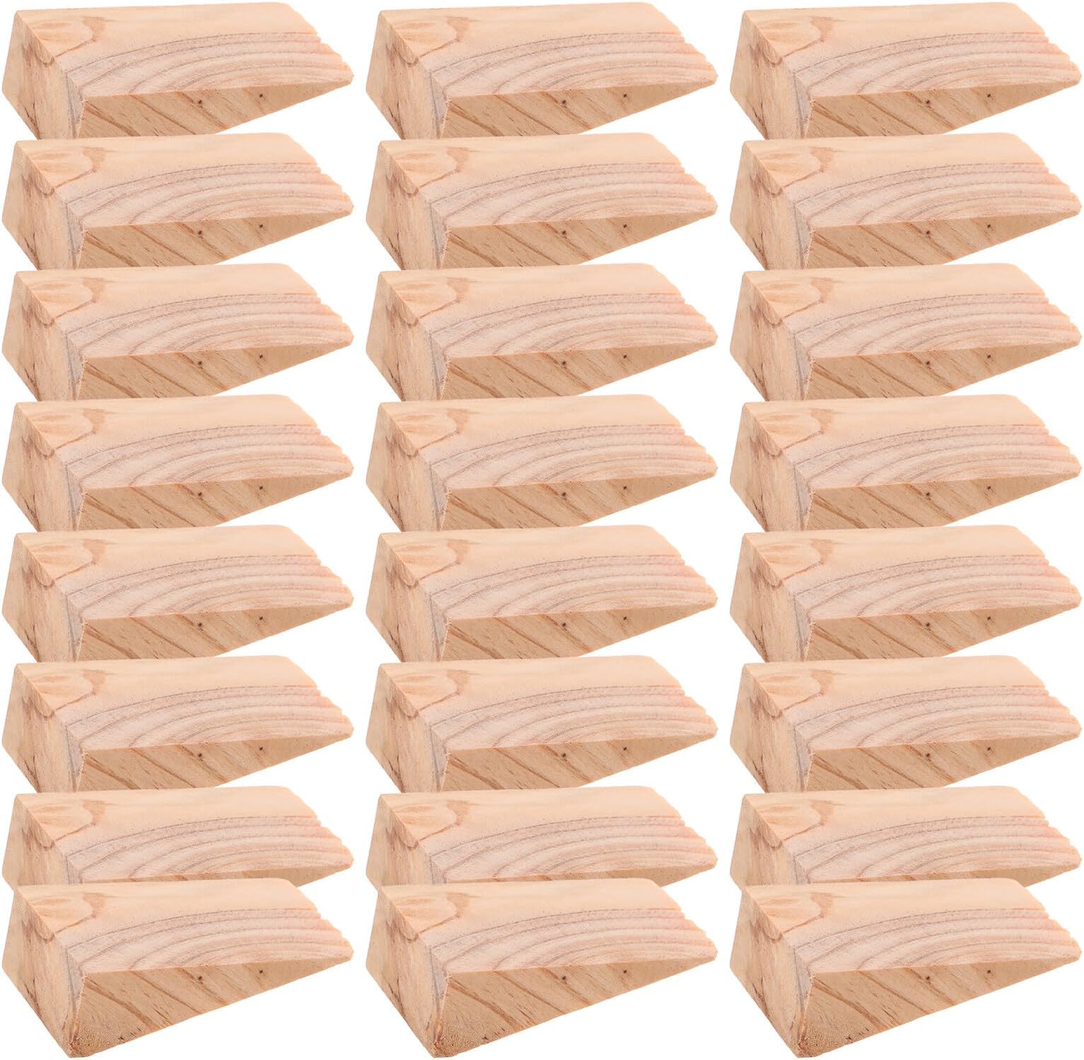 40pcs Wooden Door Stoppers Triangular Wedges 7x3.7x1.9cm Non-Slip Doorstop for Carpet, Tile, Concrete Floors Home and Office Use