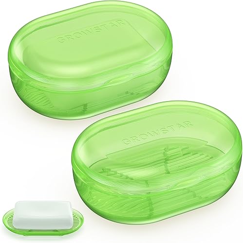 Paquete de 2 jaboneras, contenedor de jabón de viaje, jabonera portátil con tapa, jaboneras a prueba de fugas para barra de jabón con funda, soporte