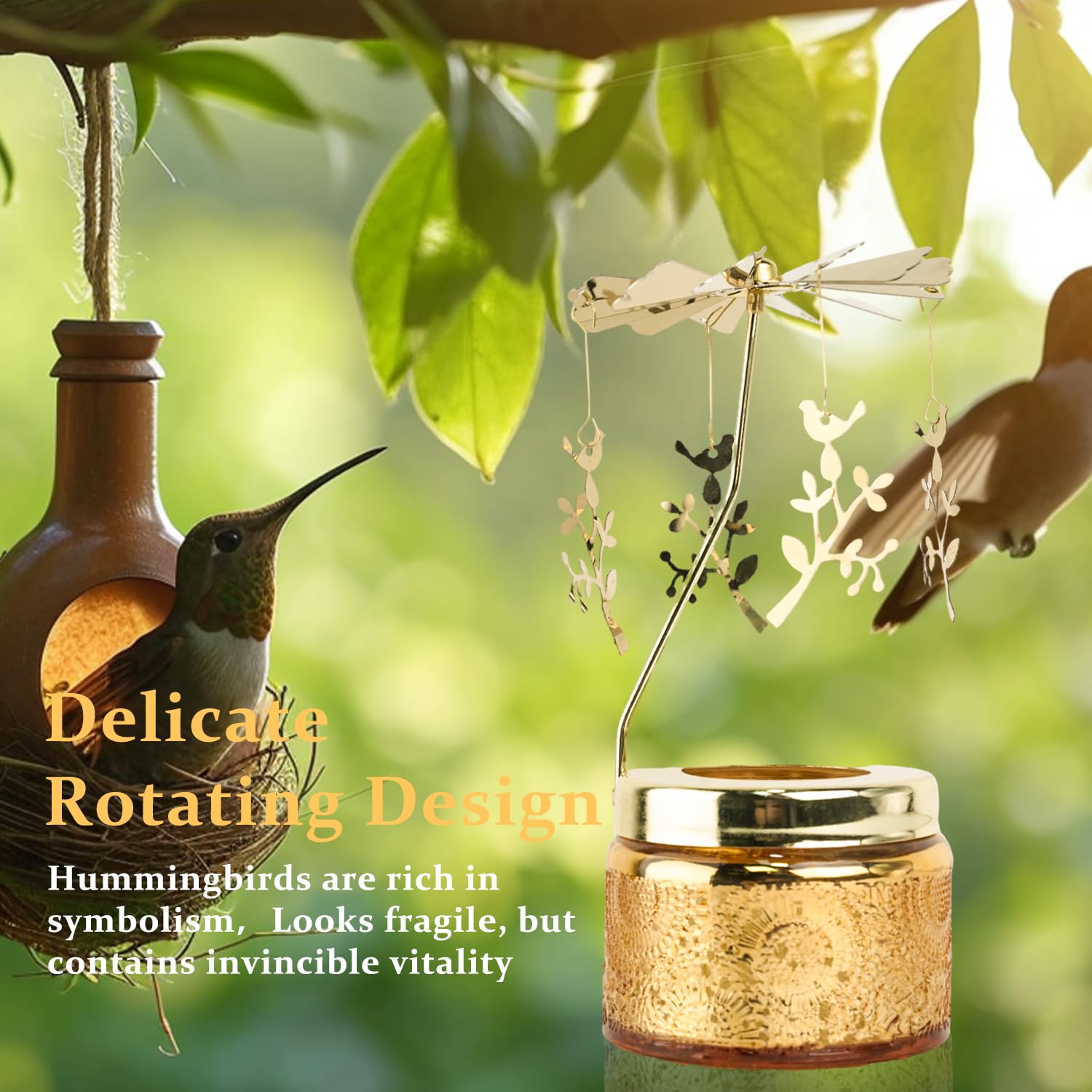 Rotating Candles Carousel Hummingbird Gifts for Mom?Unique Birthday Gift for Best Friends Her?Scented Candle with Gift Box