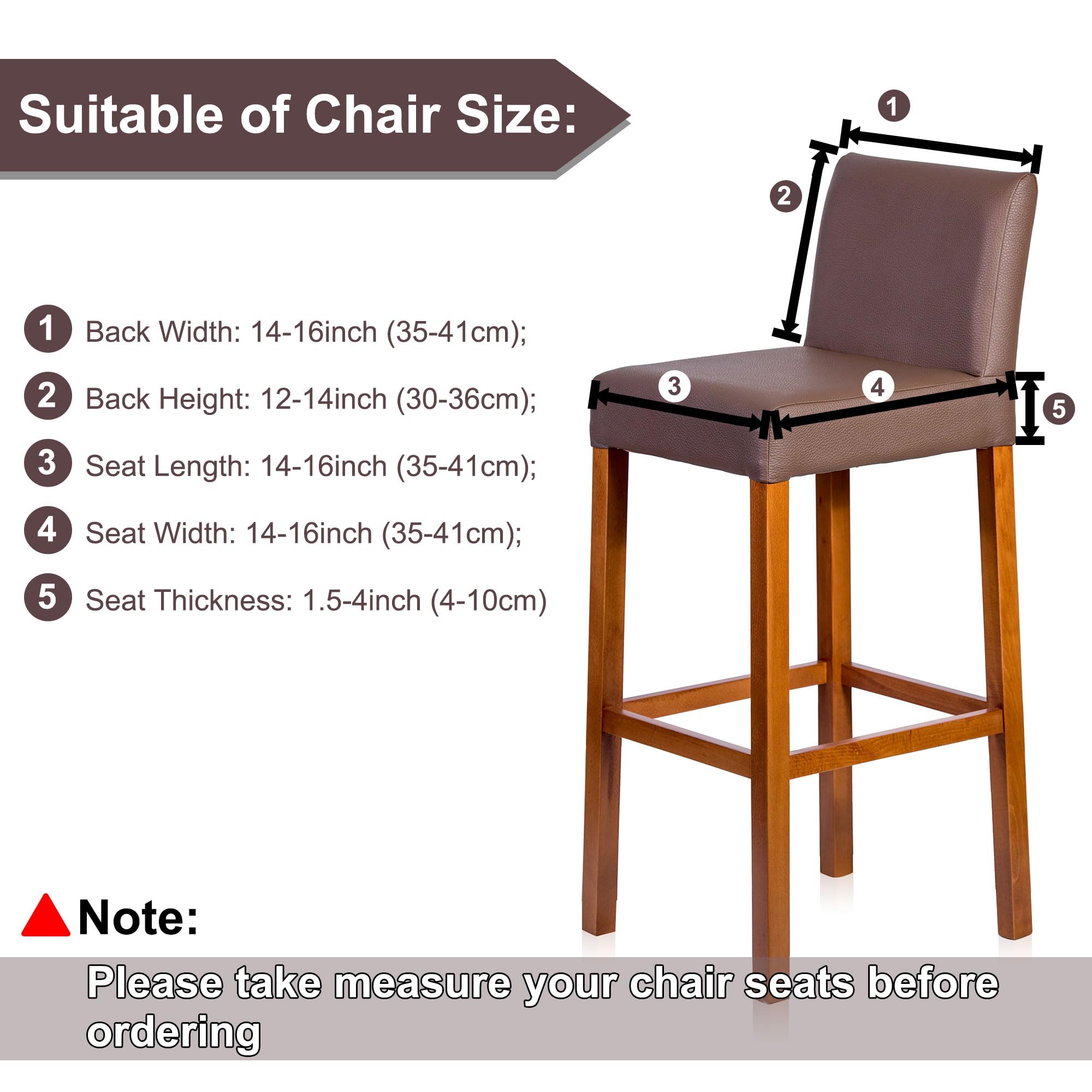 PiccoCasa Set of 2 Bar Stool Covers with Elastic Bottom, Stretch & Removable Dining Chair Covers for Pub Counter - Image 4