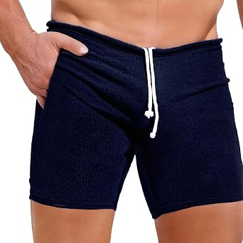Zeiyignr Mens Casual Shorts Knit Elastic Waist Drawstring Workout Running Yoga Gym Training Jogging Summer Beach Sweat Shorts