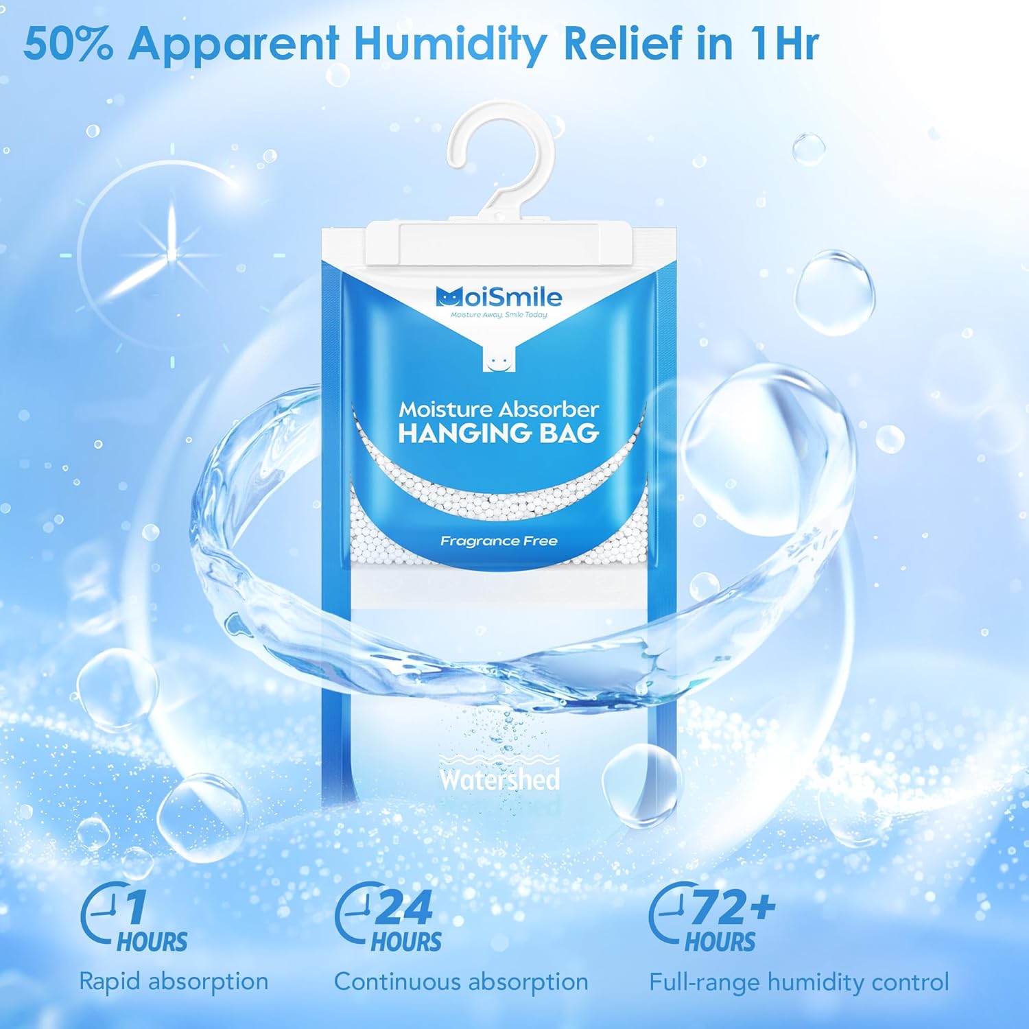 Moisture Absorbers 20 Pack, Hanging Closet Dehumidifier Bags, Humidity Absorber, Compact Eliminates Odors Humidity Packs for Car, Bathroom, Bedroom, Basement