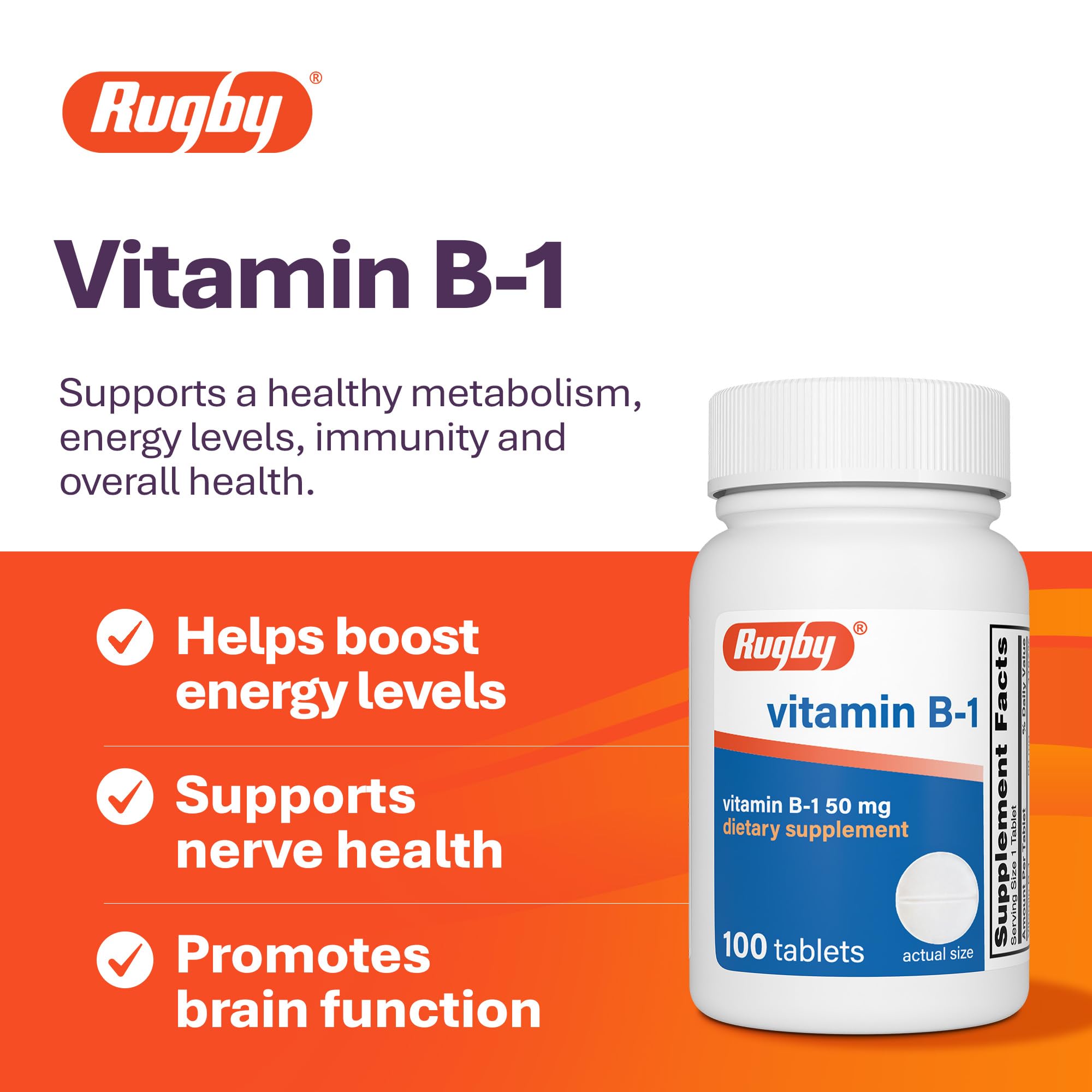 Rugby Vitamin B-1, 50 mg Dietary Supplement, 100 Count (1-Pack) — Amazon image 3