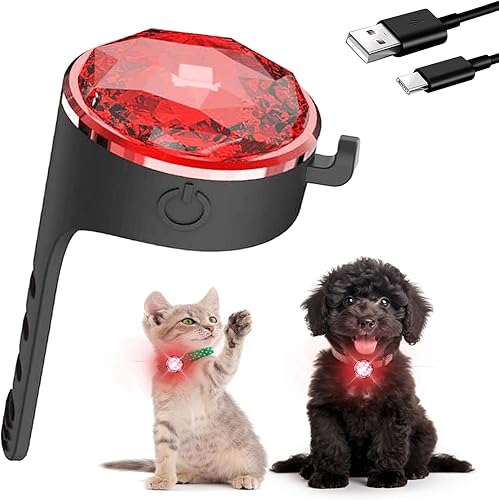 Dog Collar Lights for Nighttime Clip on, 3 Modes Dog Light Rechargeable, 100% Waterproof Light for Dog Collar to See Dogs at Night. Durable Silicone