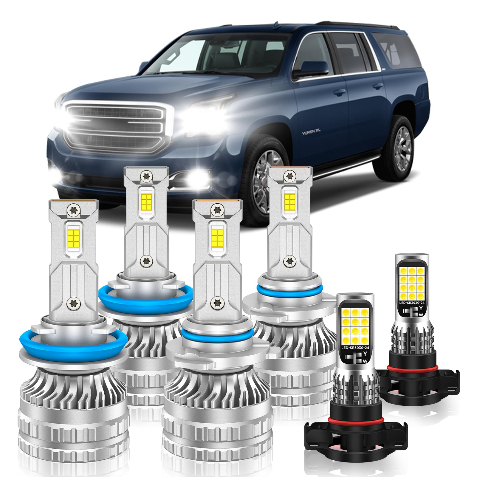 Photo 1 of VESTNEXCL Fog Bulbs Fit for 2015-2019 GMC Yukon Hi&Lo Beam Fog Light Bulb Combo, 800% Brightness, Dual-sided 3570 Chips, 6000K White, 60000HRS Long Lifespan, Plug-and-Play, Pack of 6