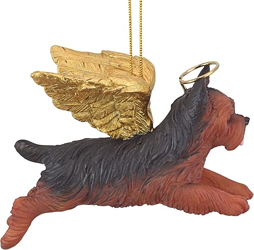 Miniatura 111 de Design Toscano Pitbull Dog Angel - Adorno navideño para árbol de Navidad, 4 pulgadas, resina de piedra fundida, acabado marrón y dorado Marrón