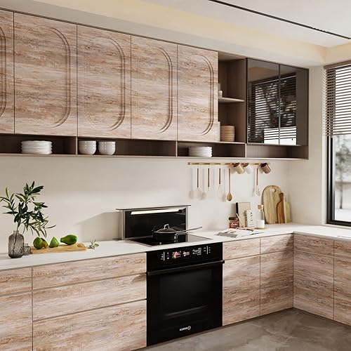 Miniatura 2 de CRE8TIVE Papel de contacto de grano de madera marrón y gris, papel tapiz de madera para despegar y pegar, impermeable, extraíble, aspecto de madera,