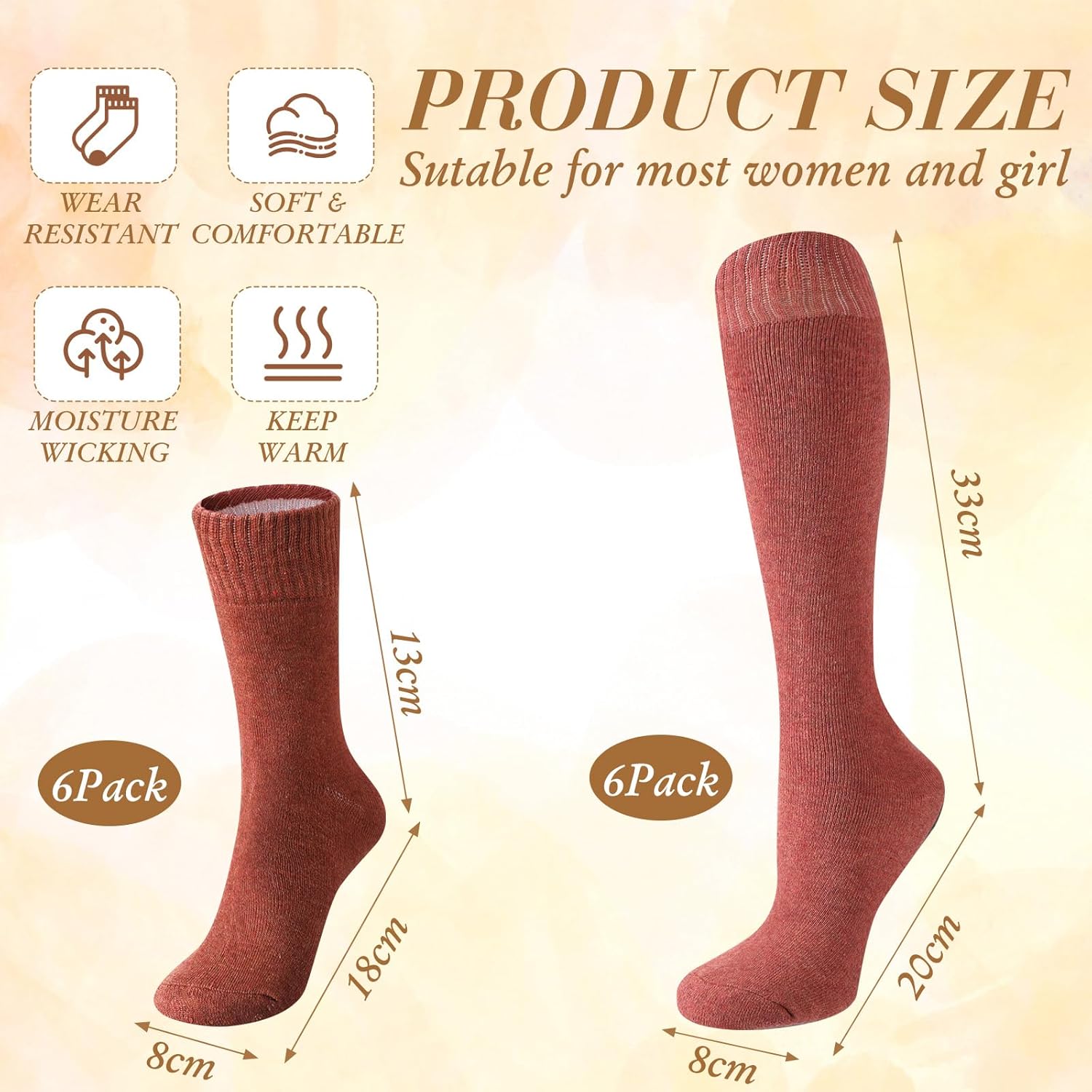 Women Warm Long Winter Sock Midcalf Stocking Kneehigh Thermal Boot Crew Socks Casual Cute Winter Clothing Gifts - Image 3