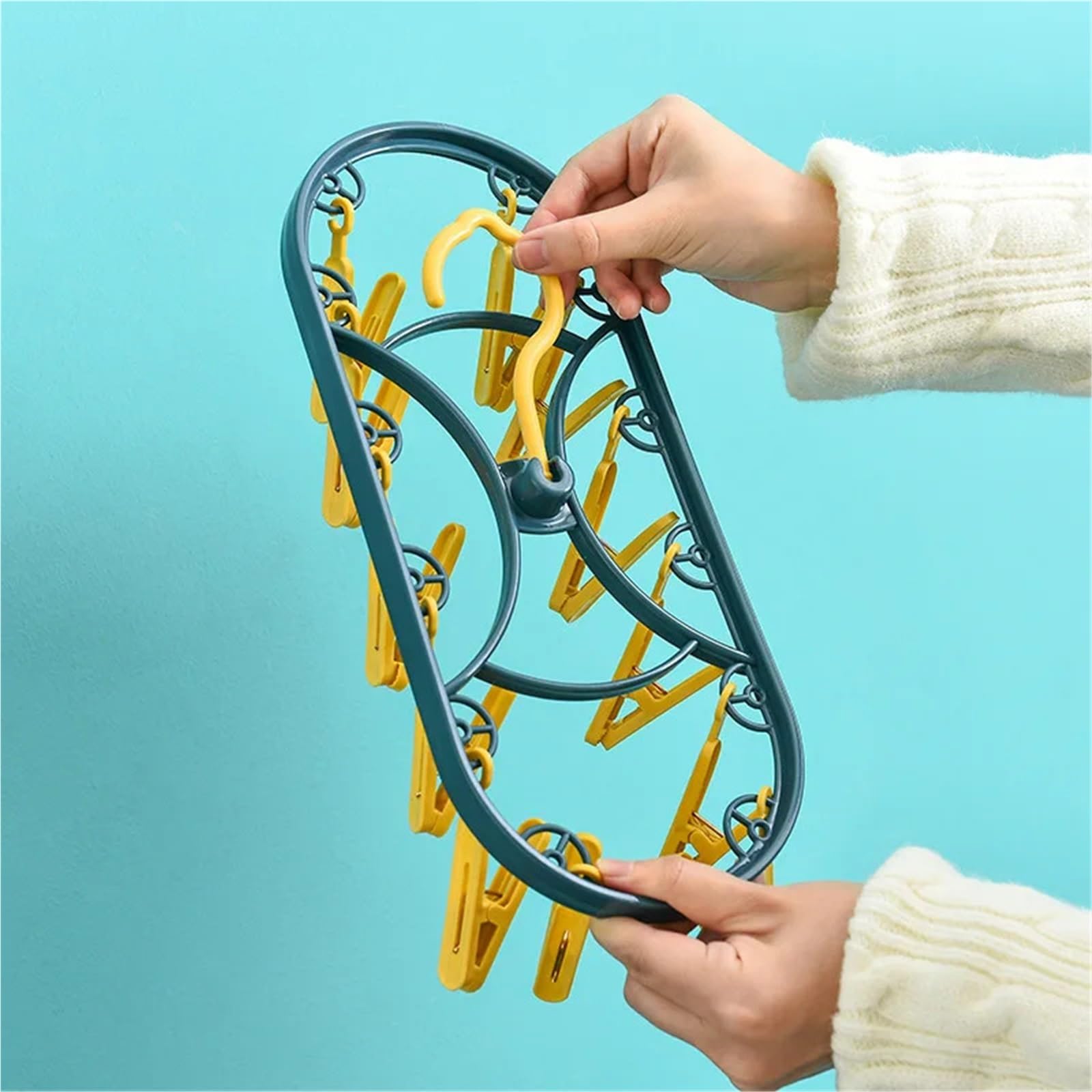 Stendino per Calzini 5 stendibiancheria con 12 clip | Calzini intimi for la casa multifunzionali antivento(Yellow)