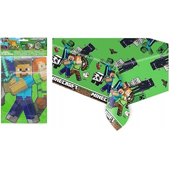 Minecraft tablecloth as decoration for children's birthday parties and theme parties size 120 x 180 cm wipeable reusable children's birthday party superhero children's hero