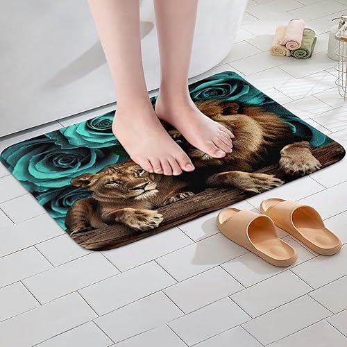 Miniatura 2 de Erosebridal Alfombra de baño turquesa y rosa verde azulado para mujeres y hombres, felpudos de animales salvajes, felpudos de piel de gato grande,