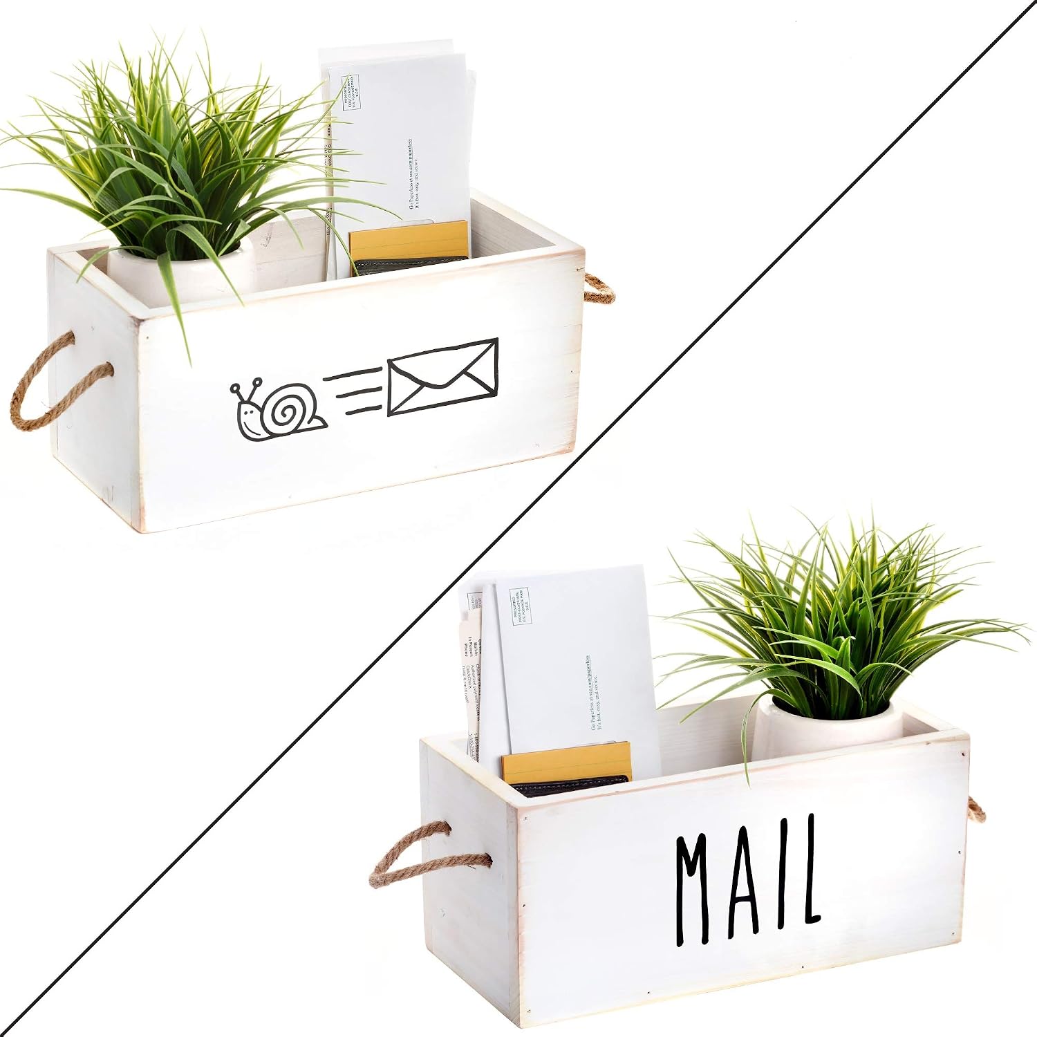 Mail Organizer Countertop - Mail Holder Countertop, Letter Holder, Mail Holder for Desk, Mail Basket for Counter, Mail Tray, Mail Storage Organizer, Mailbox for Desk, Rustic Mail Organizer Desktop