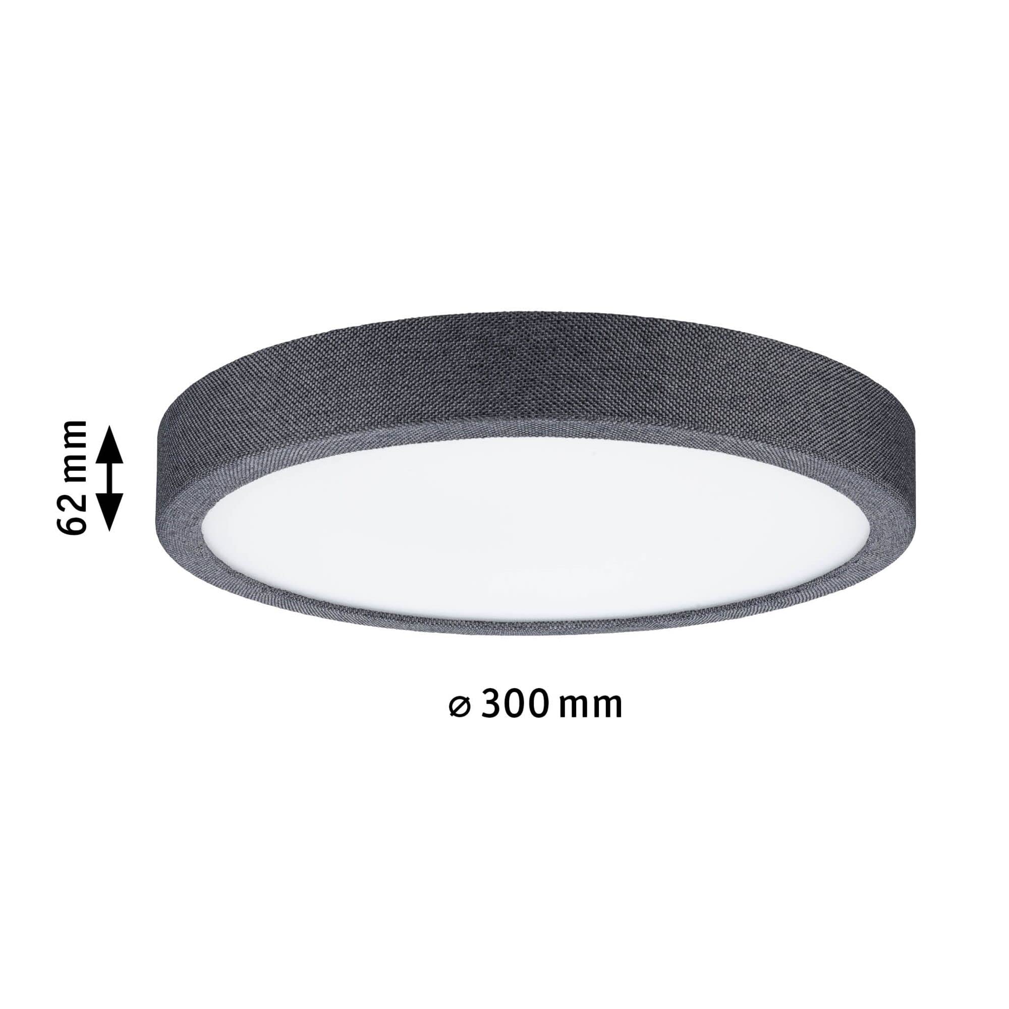 Paulmann 71055 LED Panel Cosara rund 15W IP44 1300lm 300mm Deckenleuchte in Dunkelgrau Kunststoff/Stoff 4000K Badleuchte