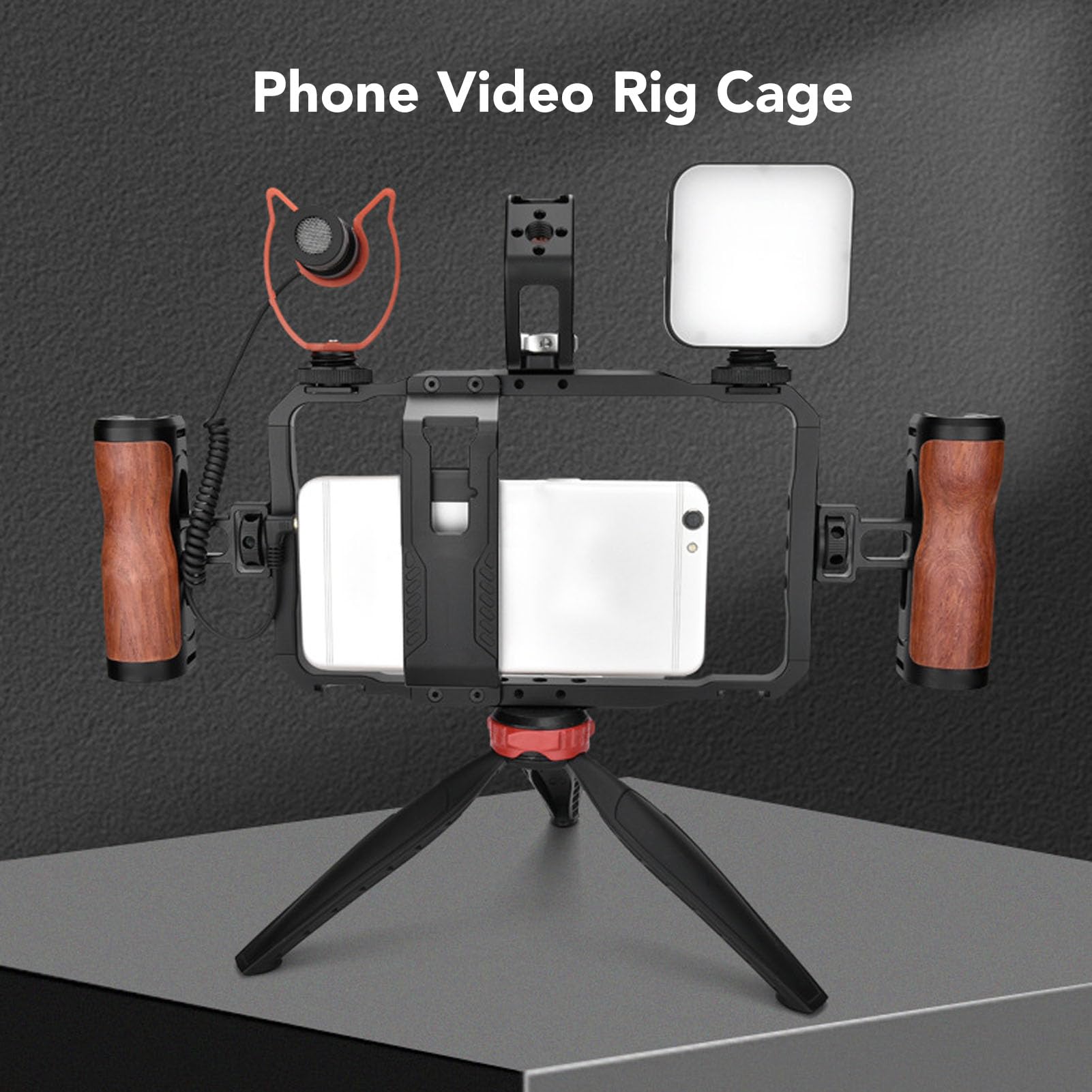Plataforma de Video para Teléfono Inteligente, Estabilizador de Video para Teléfono, Jaula para Vlogging con Adaptador de Zapata Fría e Interfaz de Rosca de 1/4 de Pulgada,