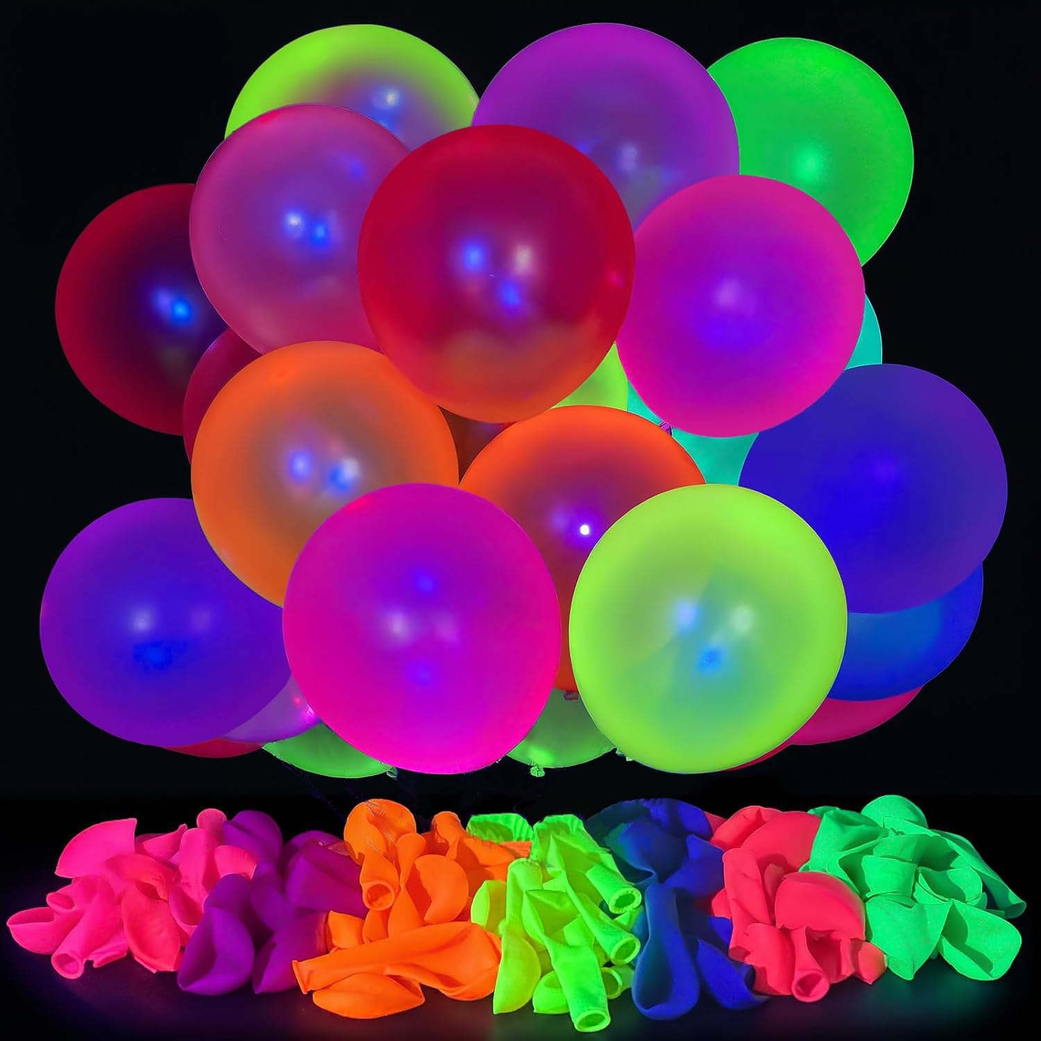 UV Neon Balloons 12 Inch Glow in the Dark Party Balloons 100pcs