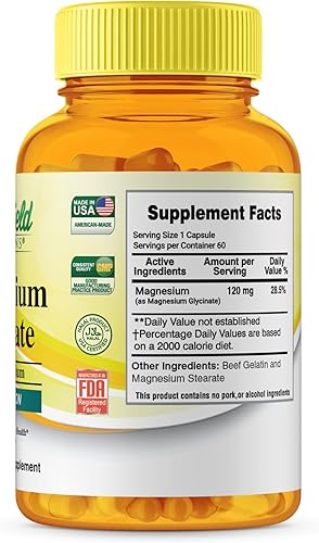 Miniatura 7 de Greenfield Nutritions Glicinato de magnesio halal de 120 mg (60 cápsulas)  Suplemento de magnesio puro sin gluten  Vitamina halal que apoya los