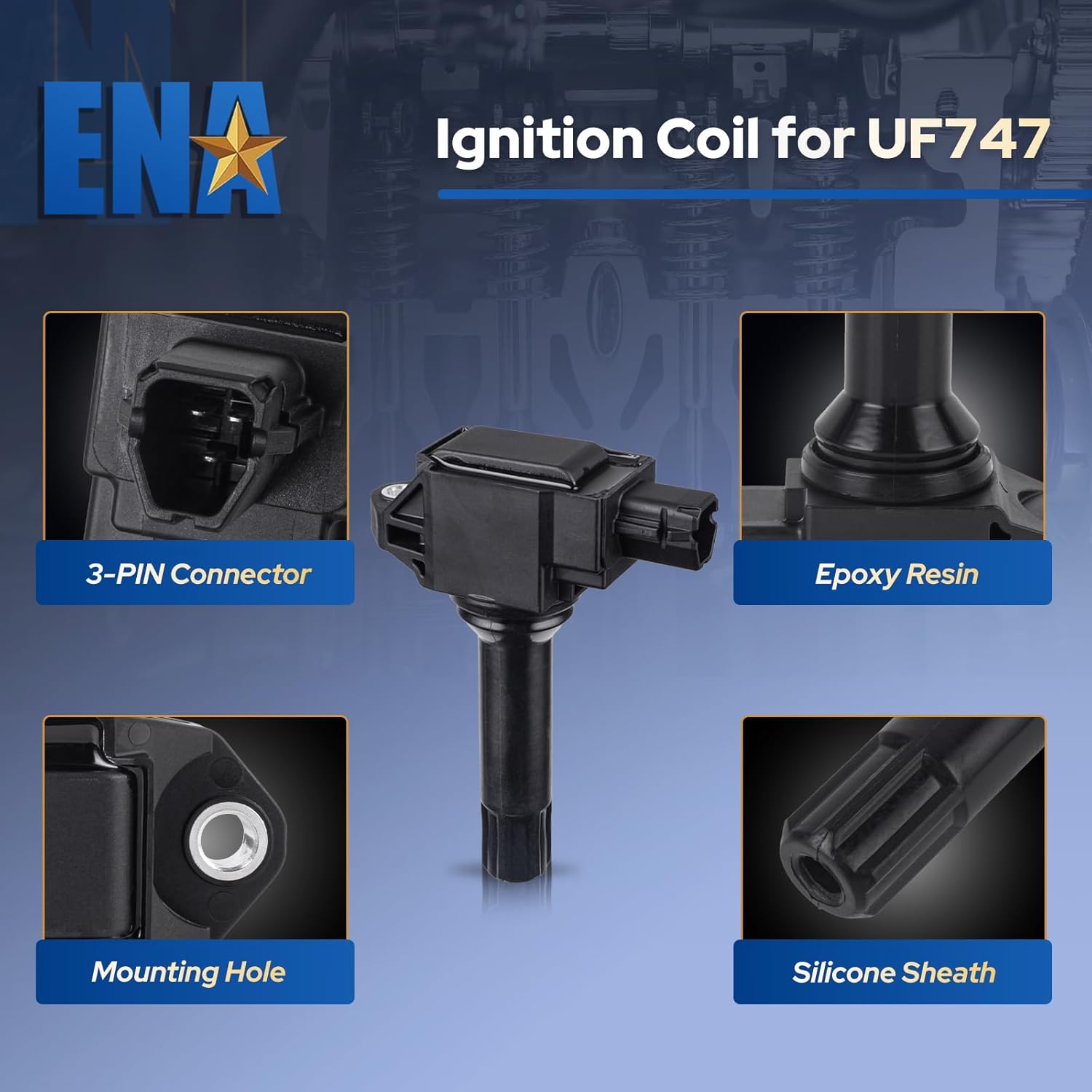 ENA Set of 4 Ignition Coil Pack Compatible with Toyota 86 Subaru WRX BRZ Outback Forester Legacy Crosstrek Scion FR-S 2015 2016 2017 2018 2019 2020 2.0L 2.5L H4 Replacement for UF747 22433AA720 C967