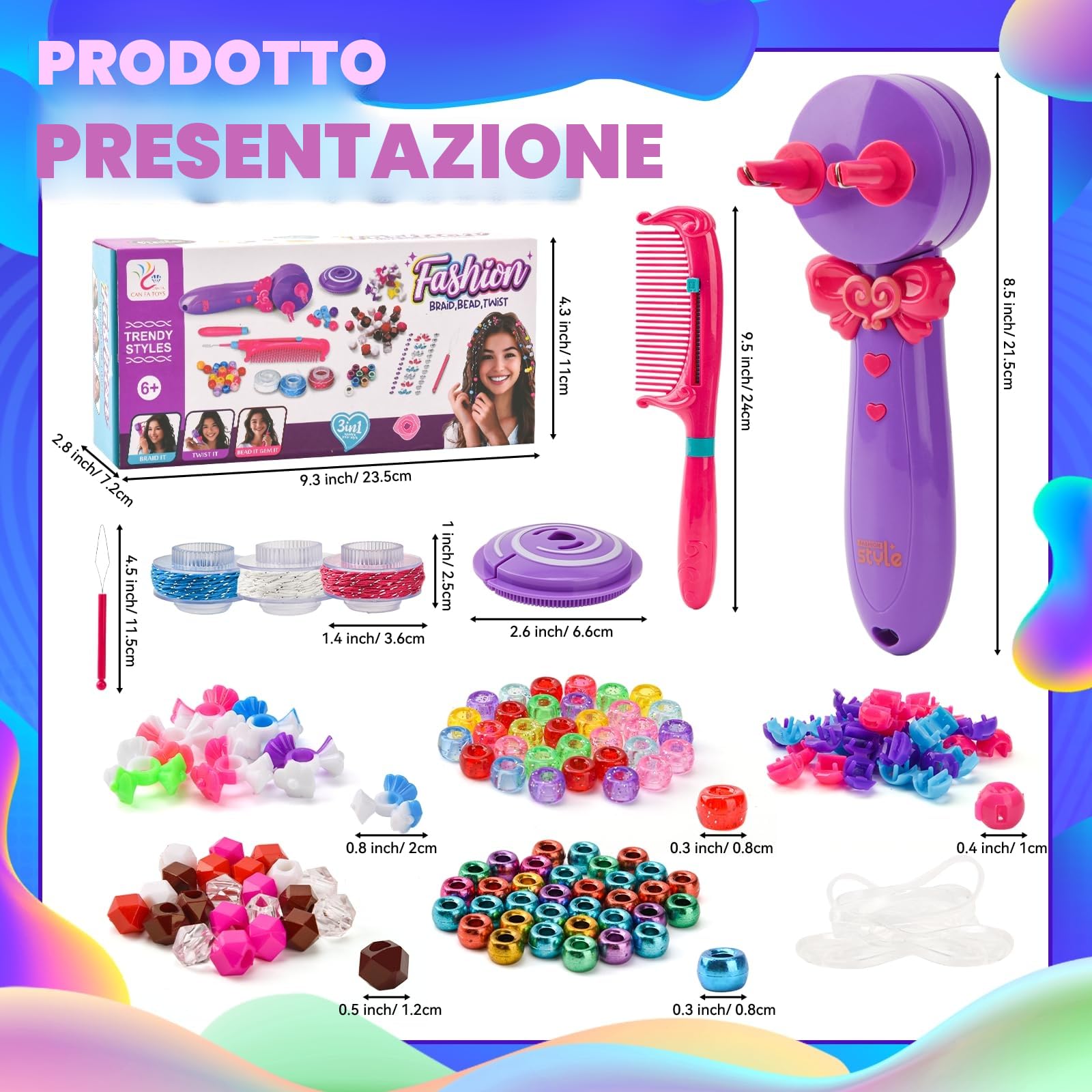 3-in-1 Macchina per Trecce Capelli Automatico, Set Treccine Magiche Bambina con Accessori Fai Da Te, Treccine Capelli Bambina Giocattolo Regalo per Bambine dai 3 ai 12 Anni