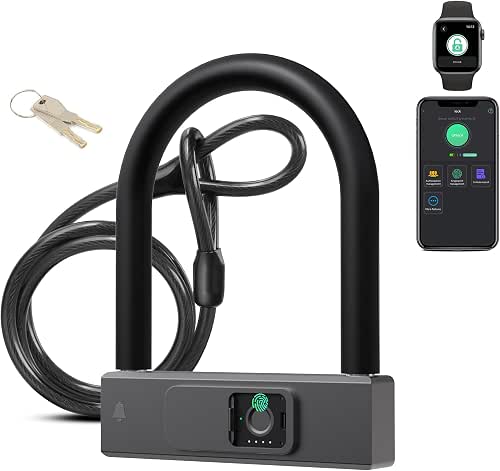 Smart Bike U Lock with Cable eLinksmart Heavy Duty Fingerprint