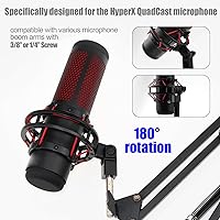 Vista 4 de Microphone Mount Adapter for Hyperx Quadcast with 3/8" or 1/4" Screw Adapter and Nut, Works with HyperX QuadCast Microphone Stand & Boom Arm (Black)