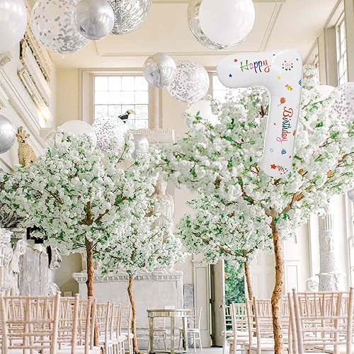 Miniatura 9 de BEISHIDA Globos digitales blancos grandes de 32 pulgadas 0-9 (cero-nueve), globo de aluminio Mylar número 1 para decoración de fiesta de cumpleaños