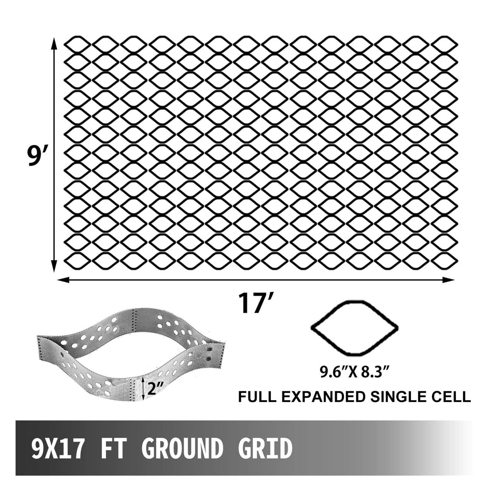 Siatka gruntowa HDPE 2 W grubej stabilizacji 1885 Lbs Na m2 wytrzymałość na rozciąganie żwirowe podjazdy ogrodowe 9x17 stóp Narzędzia ogrodowe