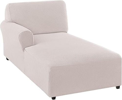 Miniatura 27 de FantasDecor Funda Elástica para Chaise Lounge Funda de Silla de Celosía con Reposabrazos para Sala de Estar Dormitorio Doble Brazo Tela Jacquard Gris