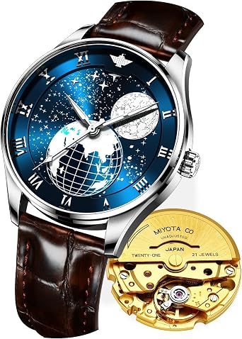 OUPINKE Men's Skeleton Watches Automatic Mechanical Watch Automatic Winding Luxury Sapphire Glass Tungsten Steel Waterproof Luminous Premium Dress Watch